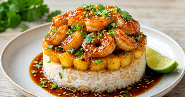 Teriyaki-Garnelen mit Ananas und Reis – Ein frischer Genuss für jeden Tag